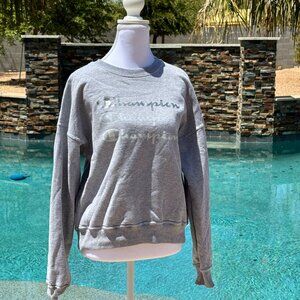 Champion Women's Size Small Gray Logo Crewneck Sweatshirt